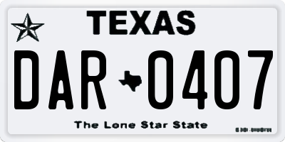 TX license plate DAR0407