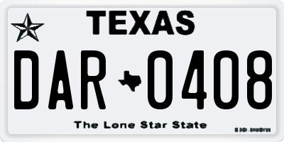 TX license plate DAR0408