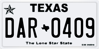 TX license plate DAR0409