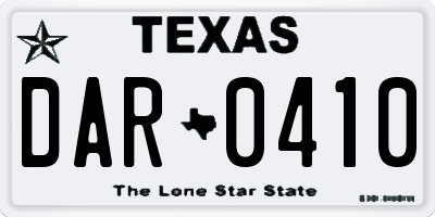 TX license plate DAR0410