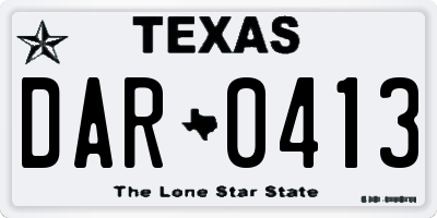 TX license plate DAR0413