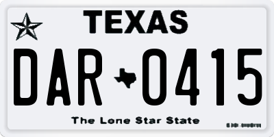 TX license plate DAR0415