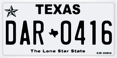 TX license plate DAR0416