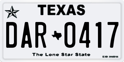 TX license plate DAR0417
