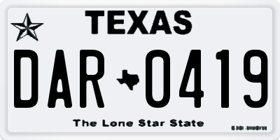 TX license plate DAR0419