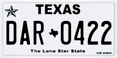 TX license plate DAR0422