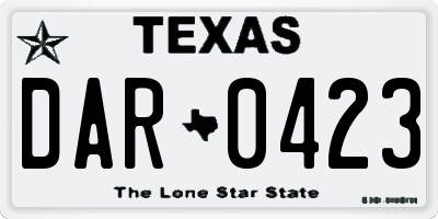 TX license plate DAR0423