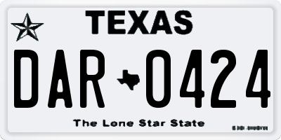 TX license plate DAR0424