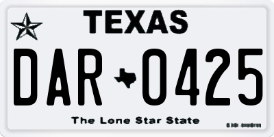TX license plate DAR0425