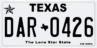 TX license plate DAR0426