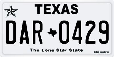 TX license plate DAR0429