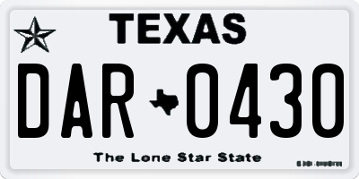 TX license plate DAR0430