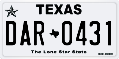 TX license plate DAR0431