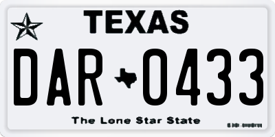 TX license plate DAR0433