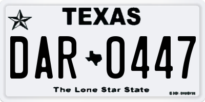 TX license plate DAR0447