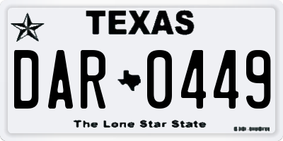 TX license plate DAR0449