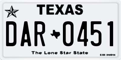 TX license plate DAR0451