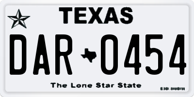 TX license plate DAR0454