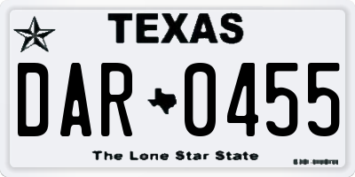 TX license plate DAR0455