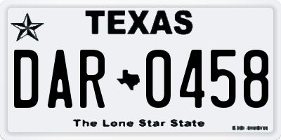 TX license plate DAR0458