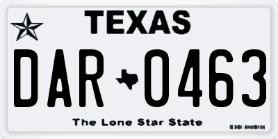 TX license plate DAR0463