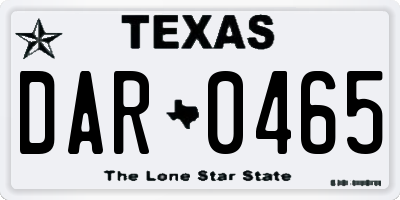 TX license plate DAR0465