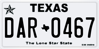 TX license plate DAR0467