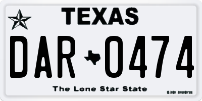 TX license plate DAR0474