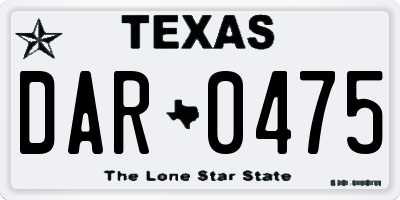 TX license plate DAR0475