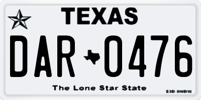 TX license plate DAR0476