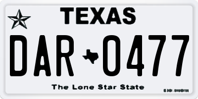 TX license plate DAR0477