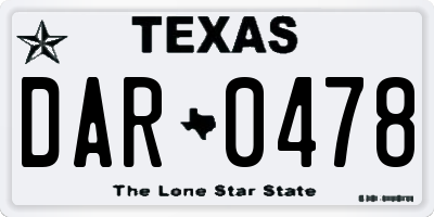 TX license plate DAR0478