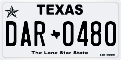 TX license plate DAR0480