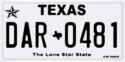 TX license plate DAR0481