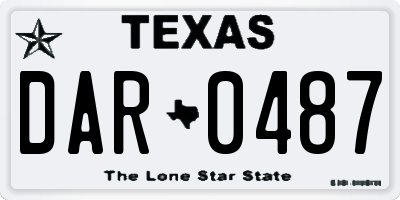 TX license plate DAR0487