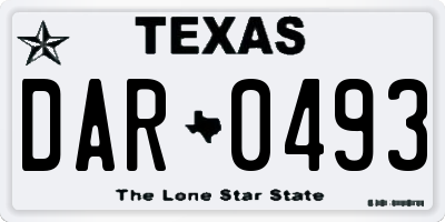 TX license plate DAR0493