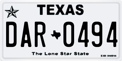 TX license plate DAR0494