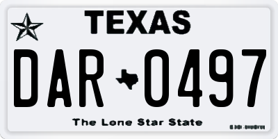 TX license plate DAR0497