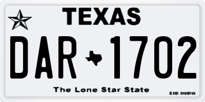 TX license plate DAR1702