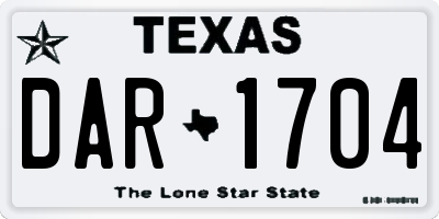 TX license plate DAR1704