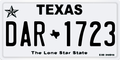 TX license plate DAR1723