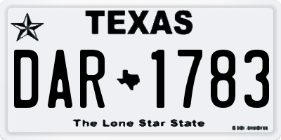 TX license plate DAR1783