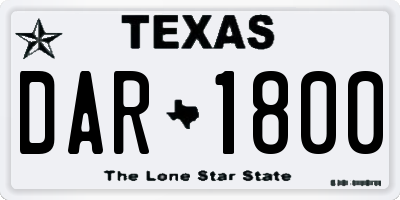 TX license plate DAR1800