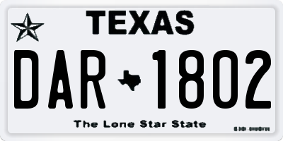 TX license plate DAR1802