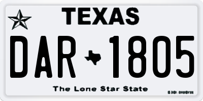 TX license plate DAR1805