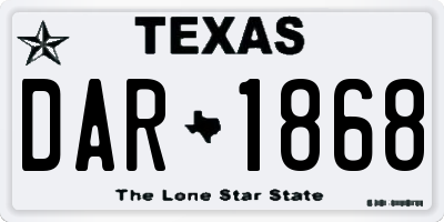 TX license plate DAR1868