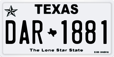 TX license plate DAR1881