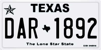 TX license plate DAR1892