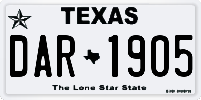 TX license plate DAR1905