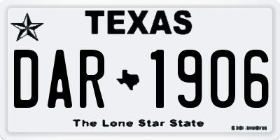 TX license plate DAR1906
